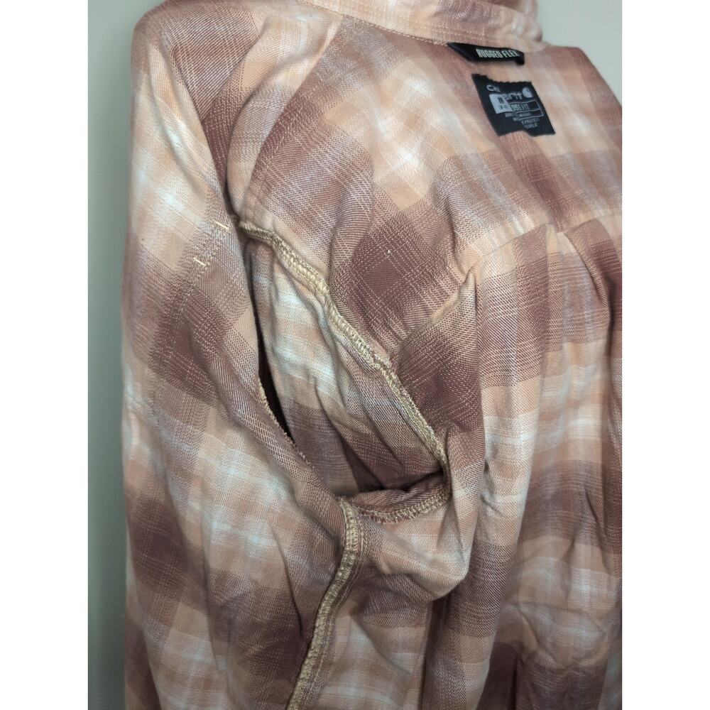 Carhartt rugged flex loose fit pink plaid button up sz M - Picture 9 of 10